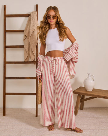Arinah Striped Wide Leg Drawstring Pant