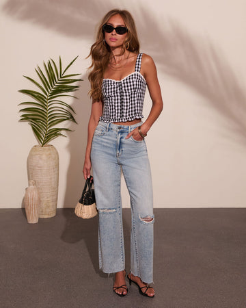 Coastal Picnic Gingham Print Corset Top