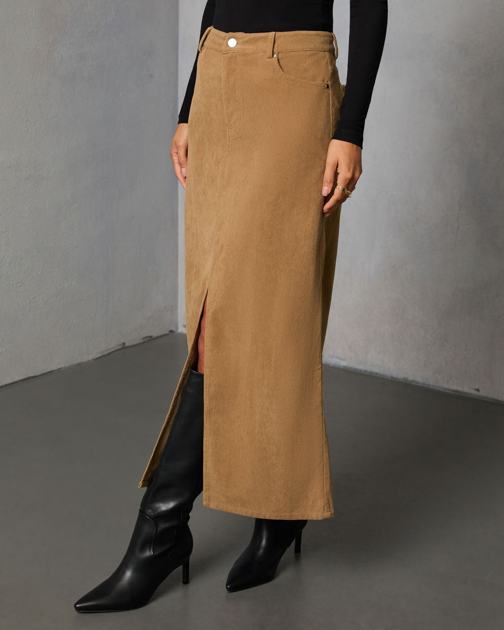 Ganita Corduroy Slit Midi Skirt – VICI