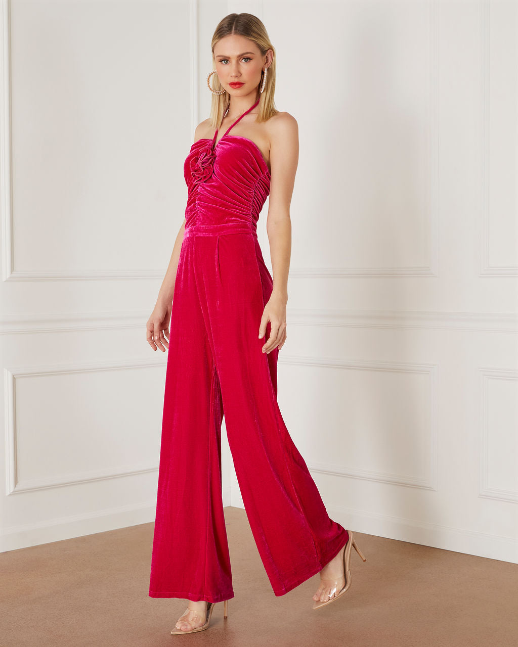 Virgo Velvet Halter Rosette Jumpsuit VICI