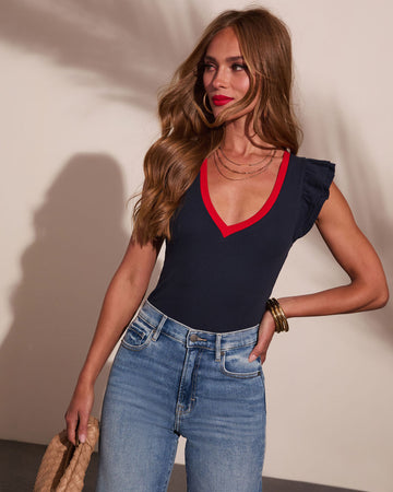 Wilma Ribbed Short Sleeve Top