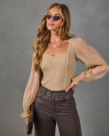 Dinner Glow Organza Sleeve Knit Top