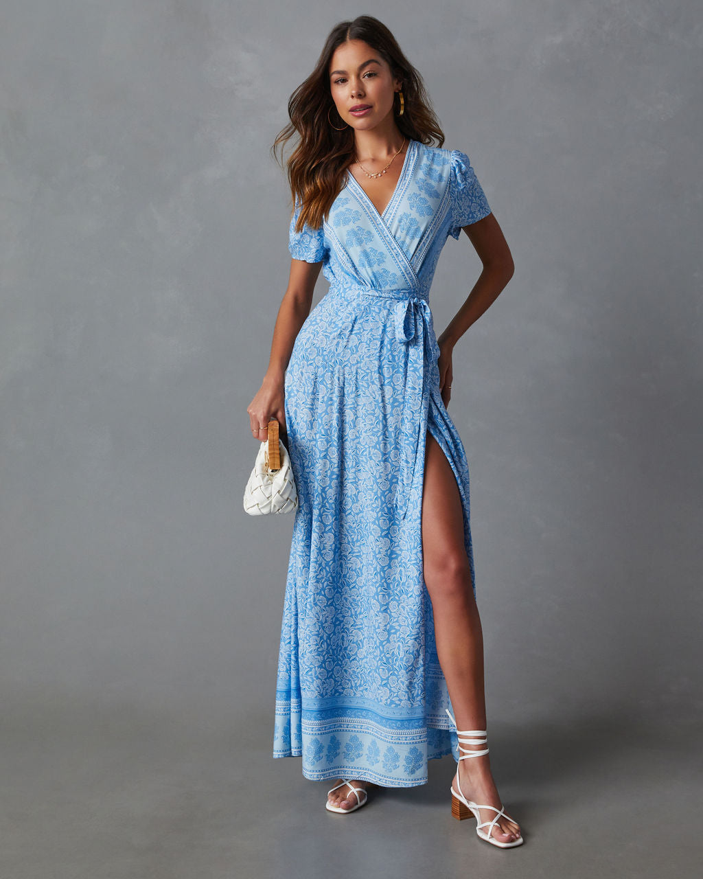 Mae Printed Short Sleeve Wrap Maxi Dress VICI Mae Printed Short Sleeve Wrap Maxi Dress VICI