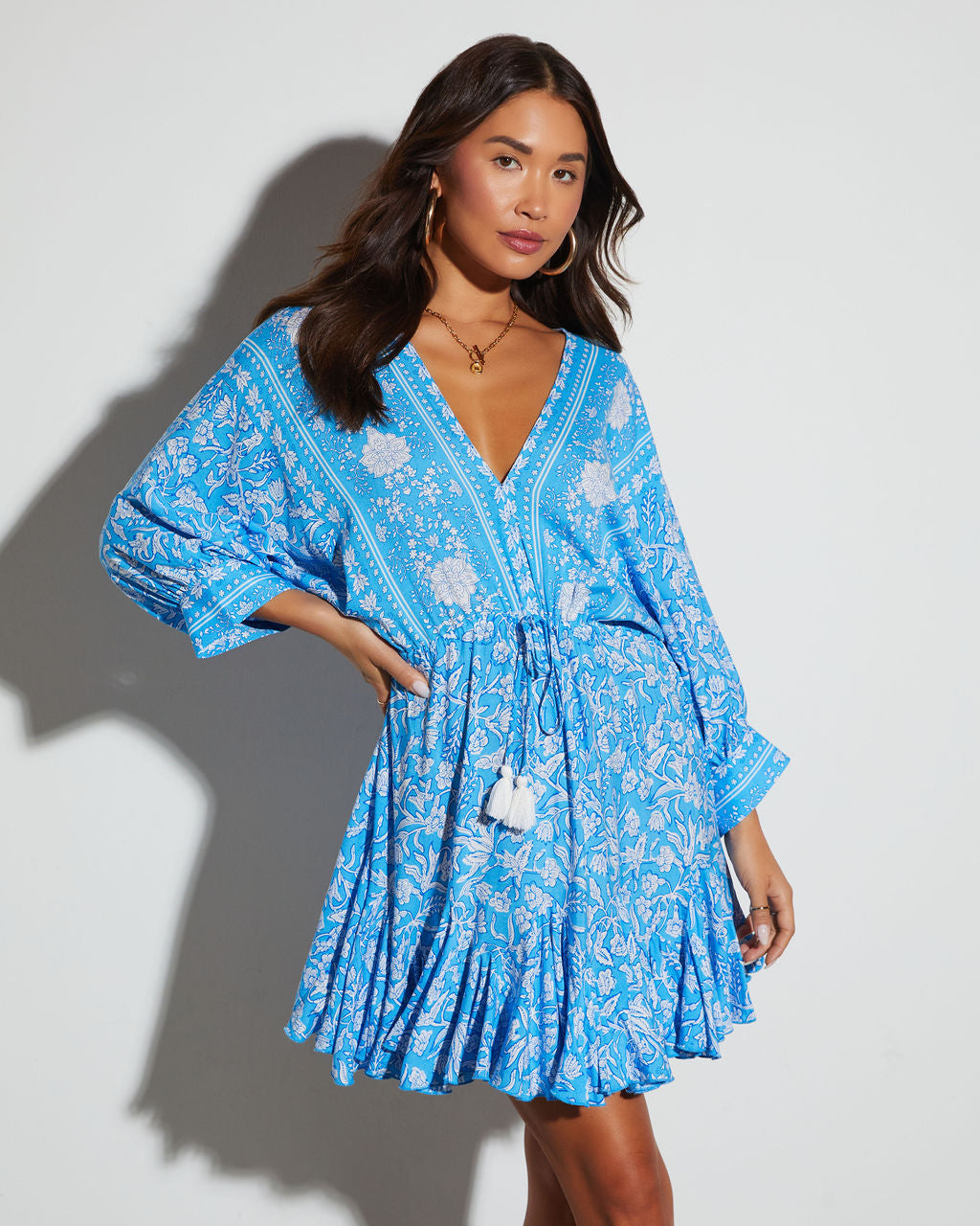 Athena Floral Tassel Tie Mini Dress – VICI