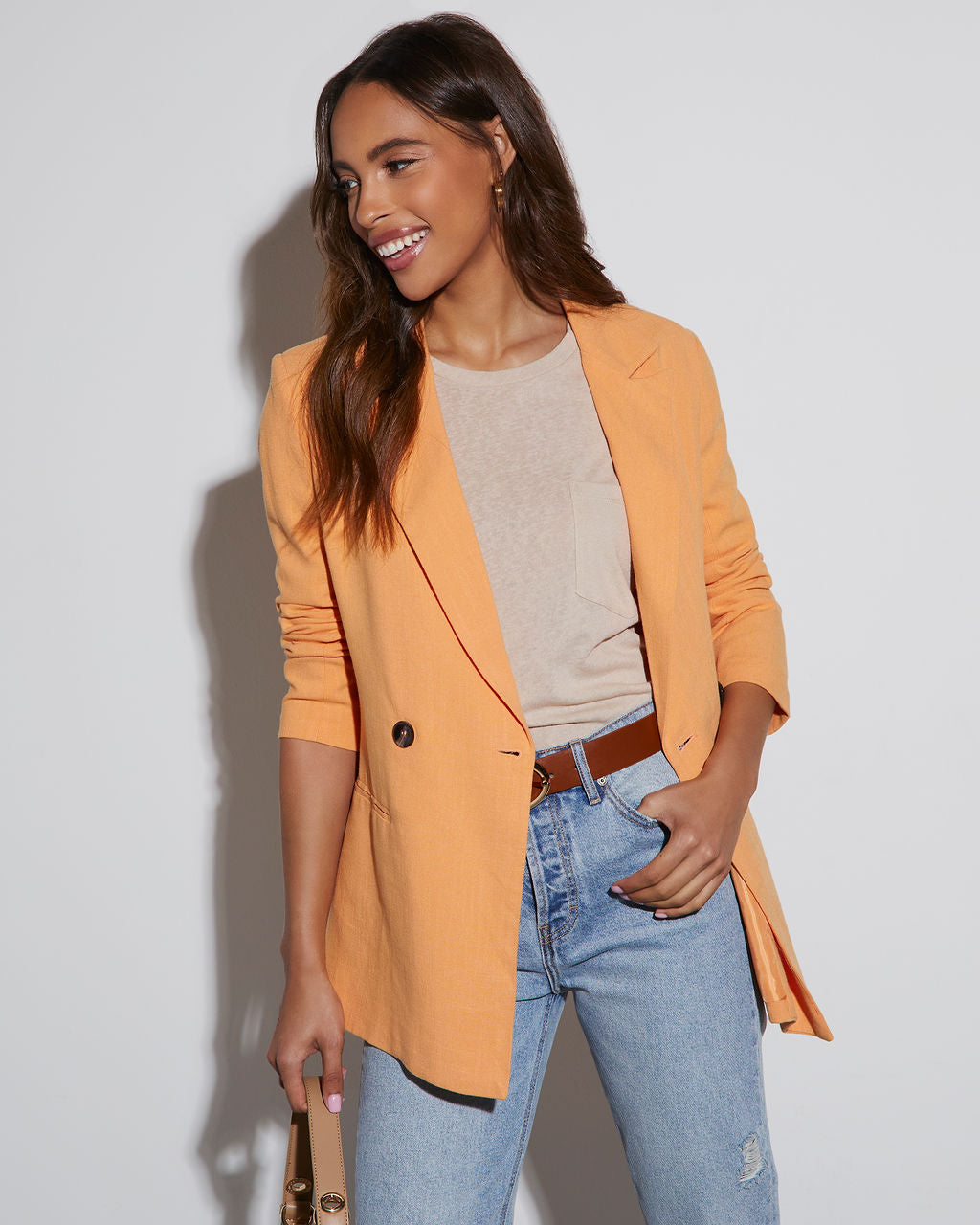 Confidence Double Breasted Linen Blazer