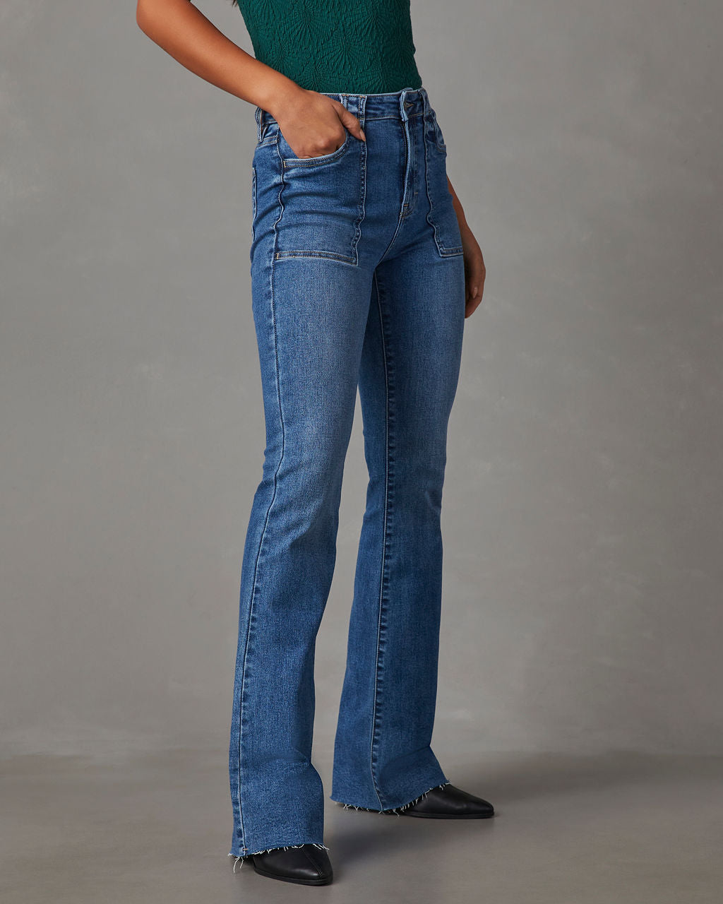 All Worthy Hunter McGrady Tall Flared Jeans-Med Wash-Tall 20-NEW-A455373