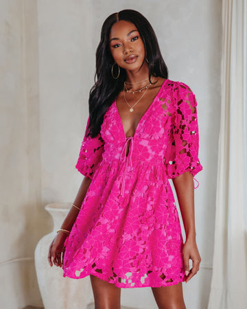 Paulette Floral Crochet Lace Mini Dress