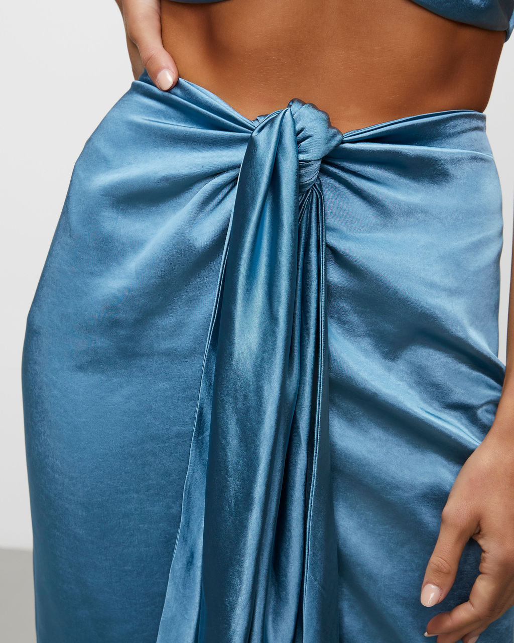 Elenora Satin Front Wrap Midi Skirt – VICI - Main Image