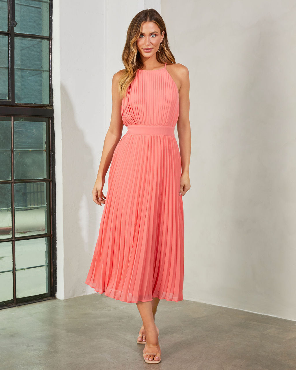 Liamara Pleated Halter Midi Dress VICI Liamara Pleated Halter Midi Dress VICI