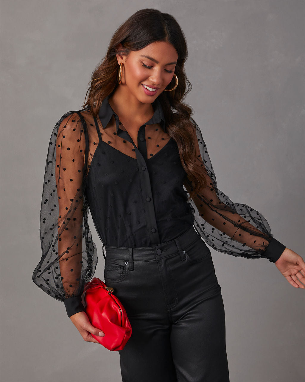 velvet dot sheer top