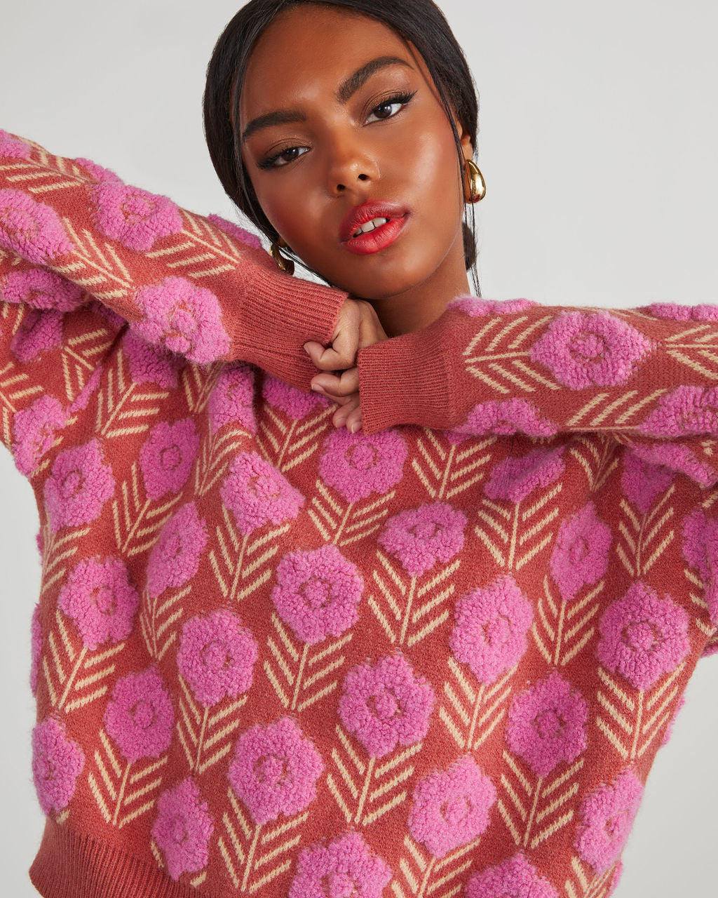 Corinne Textured Floral Pullover Sweater – VICI