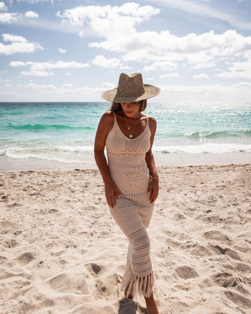 Paradise Cove Cover Up Crochet Knit Midi Dress