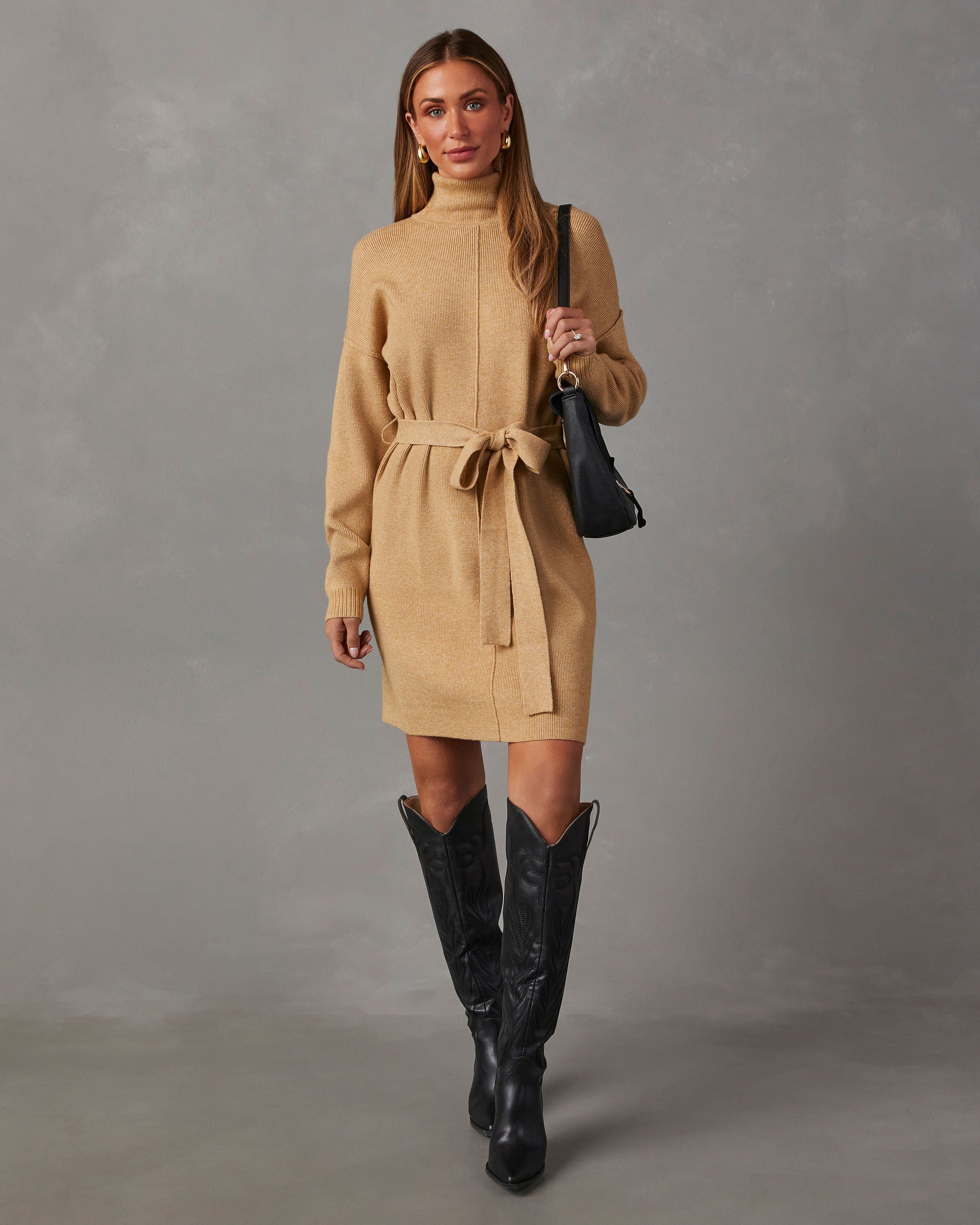 Marsella Tie Waist Mini Sweater Dress – VICI Marsella Tie Waist Mini Sweater Dress – VICI