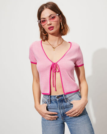 Visalia Tie Front Cropped Cardigan