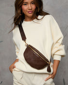Brown % Jenny Faux Leather Belt Bag-1