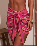 Tropical Coast Striped Crochet Wrap Tie Sarong