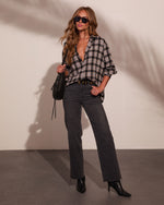 Lorena Cotton Plaid Button Down Long Sleeve Top