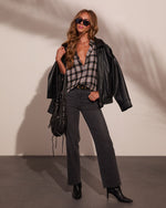 Lorena Cotton Plaid Button Down Long Sleeve Top