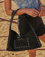 Western Drift Studded Faux Suede Shoulder Bag