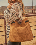 Layton Faux Suede Vegan Leather Buckle Tote Bag