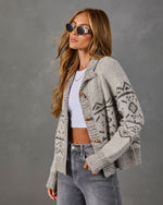 Cozy Welcome Knit Fair Isle Mock Neck Cardigan