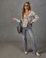 Cozy Welcome Knit Fair Isle Mock Neck Cardigan