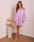 Inarah Eyelet Off The Shoulder Mini Dress
