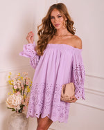 Inarah Eyelet Off The Shoulder Mini Dress