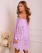 Inarah Eyelet Off The Shoulder Mini Dress