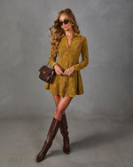 Videna Floral Mesh Velvet Mini Shirt Dress