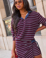 Sydney Striped Waist Tie Mini Shirt Dress
