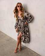 Black Multi % Cecelia High Low Midi Dress-6