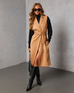 Autumn Reign Belted Suede Trench Longline Vest