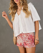 Sun Fade Drift Lace Trim Blouse