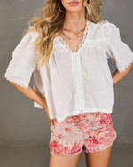 Sun Fade Drift Lace Trim Blouse