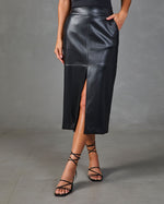 Chic Agenda Faux Leather Midi Skirt