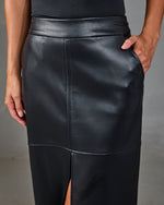 Chic Agenda Faux Leather Midi Skirt