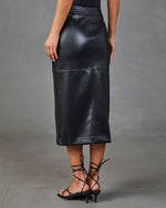 Chic Agenda Faux Leather Midi Skirt