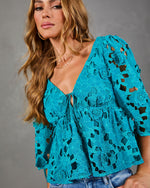 Paulette Floral Crochet Front Tie Top