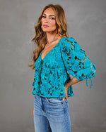 Paulette Floral Crochet Front Tie Top