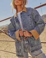 Claudine Denim Corduroy Trim Barn Jacket