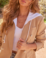 Tan/Cream % Classic Muse Hooded Blazer-6