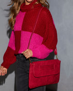 Red % Come With Me Foldover Clutch-4