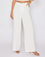 White % Brunch Ready Linen Blend High Rise Pants-1