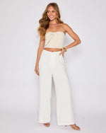 White % Brunch Ready Linen Blend High Rise Pants-2