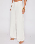 White % Brunch Ready Linen Blend High Rise Pants-3