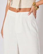 White % Brunch Ready Linen Blend High Rise Pants-6