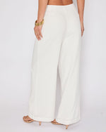 White % Brunch Ready Linen Blend High Rise Pants-4