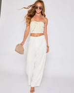 White % Brunch Ready Linen Blend High Rise Pants-5