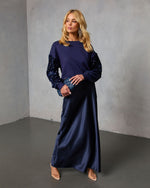 Navy % Yumi Contrast Sequin Knit Sweater-6